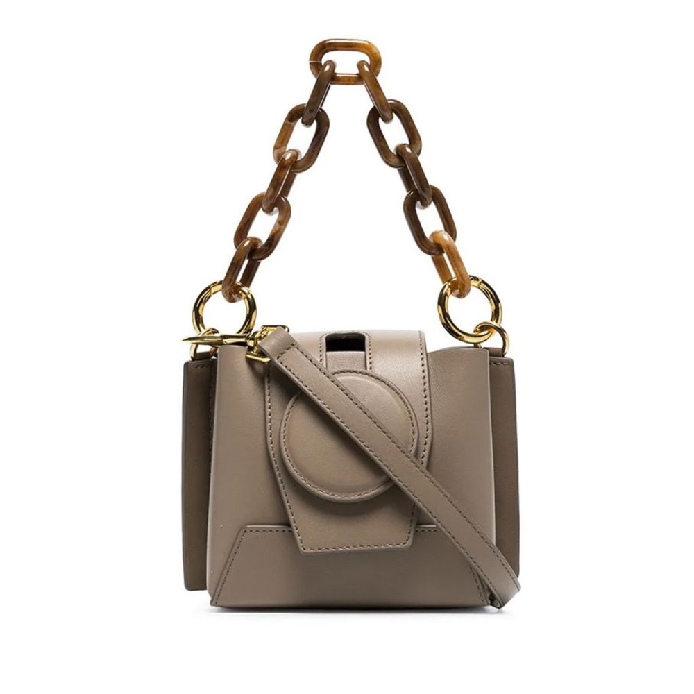 Like new Yuzefi Daria Chunky Chain Crossbody Taupe tortoise gold tote bag